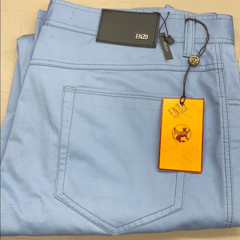Enzo light blue stretch casual pant